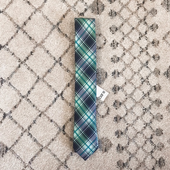 3 for $30 Bar III NWT Green & Black Hester Plaid Tie - Picture 1 of 3